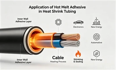Application d'adhésif thermofusible dans des gaines thermorétractables